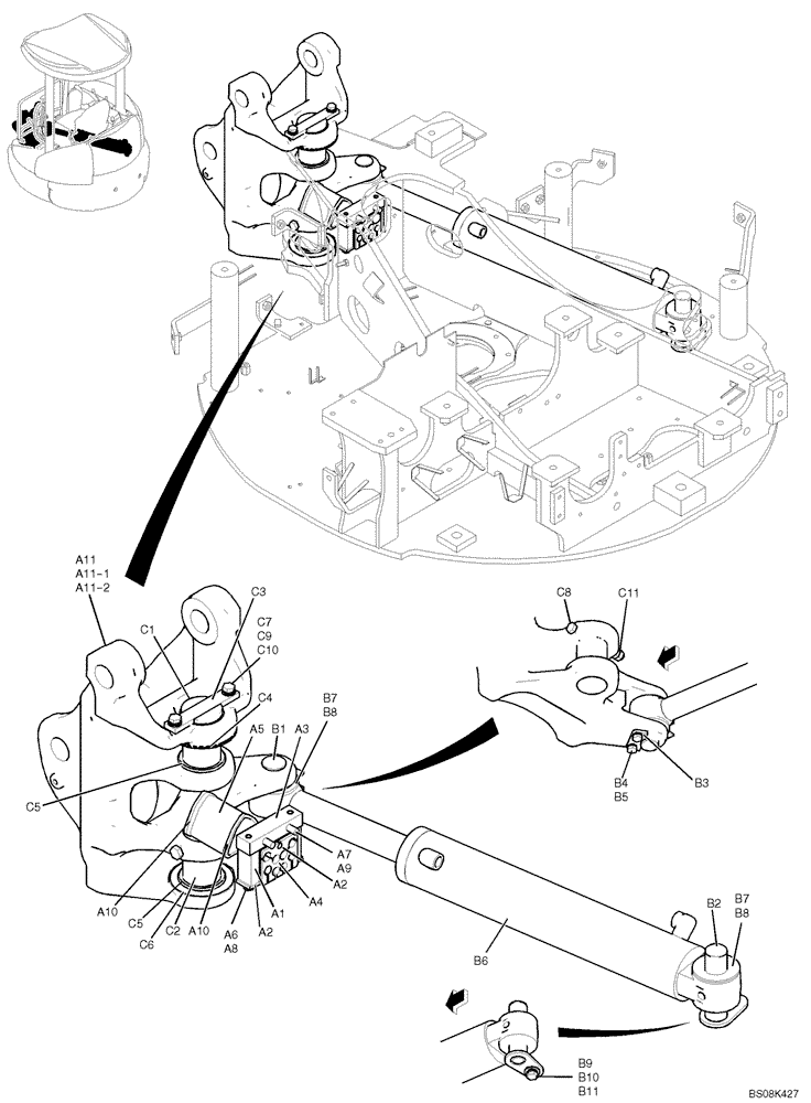 Схема запчастей Case CX27B BTW - (01-002) - BRACKET ASSY, SWING (NIBBLER & BREAKER) (PV02B00169F1, PM02B00162F1, PV02B00145F1) (39) - FRAMES AND BALLASTING