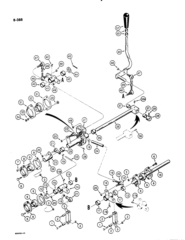 Схема запчастей Case 1455B - (8-388) - EQUIPMENT CONTROL VALVE AND LEVERS, ONE LEVER - TWO SPOOL VALVE (08) - HYDRAULICS