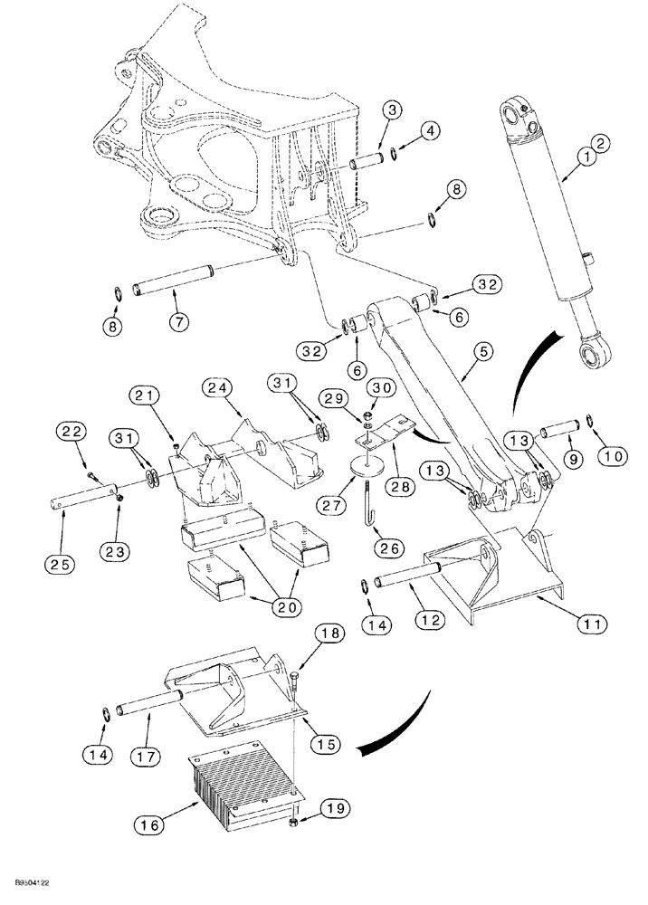 Схема запчастей Case 580SL - (9-044) - BACKHOE STABILIZER, PLATES AND PADS (09) - CHASSIS/ATTACHMENTS