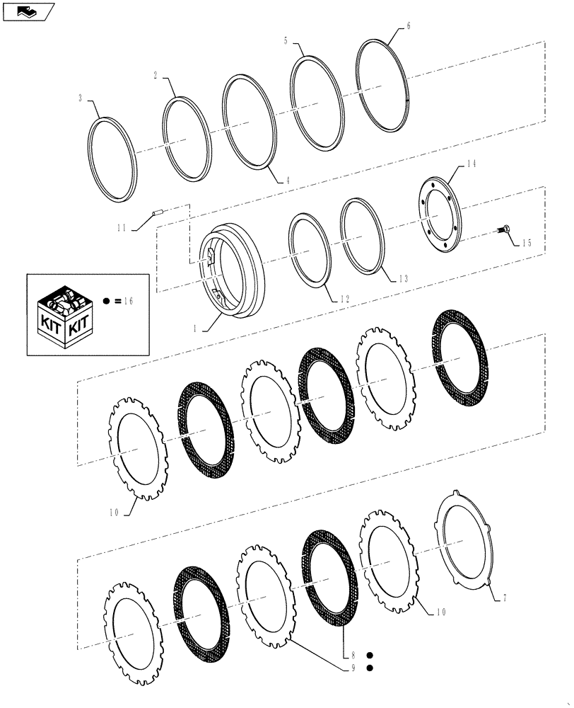 Схема запчастей Case 721F - (33.204.AD[02]) - BRAKES, HUB DISC, REAR, STANDARD (33) - BRAKES & CONTROLS