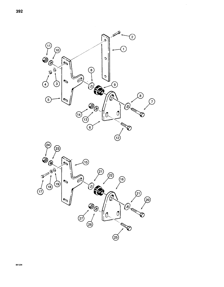 Схема запчастей Case 880C - (392) - UPPER CAB MOUNTING BRACKET (05) - UPPERSTRUCTURE CHASSIS