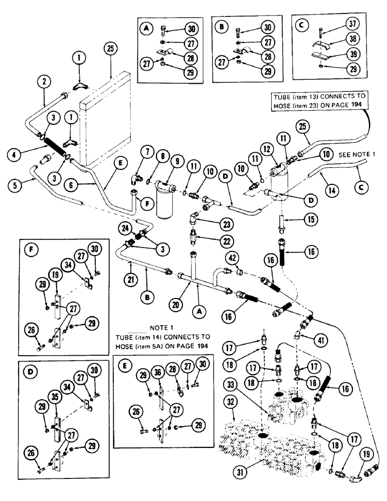 Схема запчастей Case 880 - (208) - MAIN VALVE TO RESERVOIR AND COOLER HYDRAULICS, (USED ON UNITS W/S.N. 6200000 THRU 6200911) (07) - HYDRAULIC SYSTEM