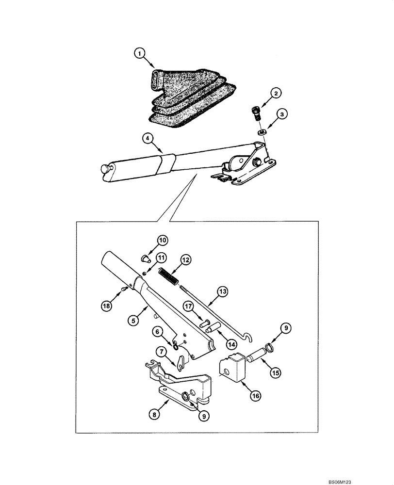 Схема запчастей Case 845 - (07.02A[00]) - PARKING BRAKE ACTUATING LEVER (SN 020165 - ) (07) - BRAKES