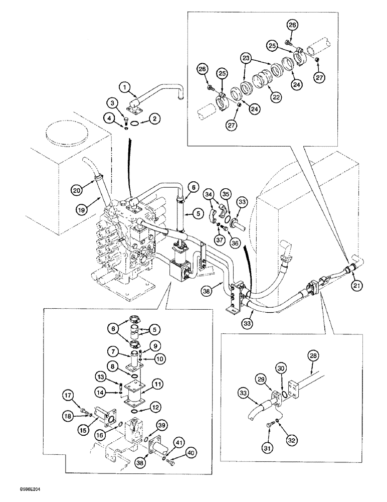 Схема запчастей Case 9060B - (8-018) - OIL COOLER RECIRCULATING AND RETURN LINES (08) - HYDRAULICS