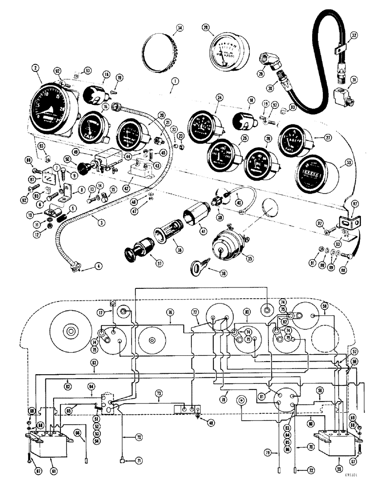 Схема запчастей Case W10C - (072) - INSTRUMENT PANEL AND GAUGES, DIESEL ENGINE (04) - ELECTRICAL SYSTEMS