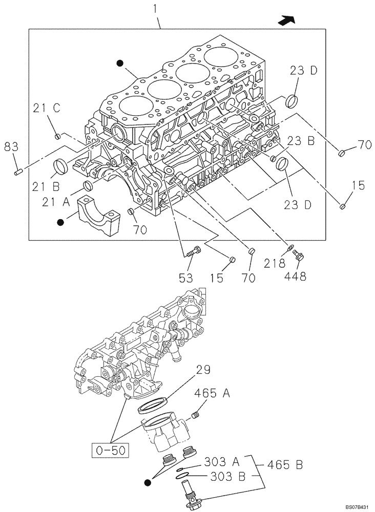 Схема запчастей Case CX130B - (02-13) - CYLINDER BLOCK (02) - ENGINE