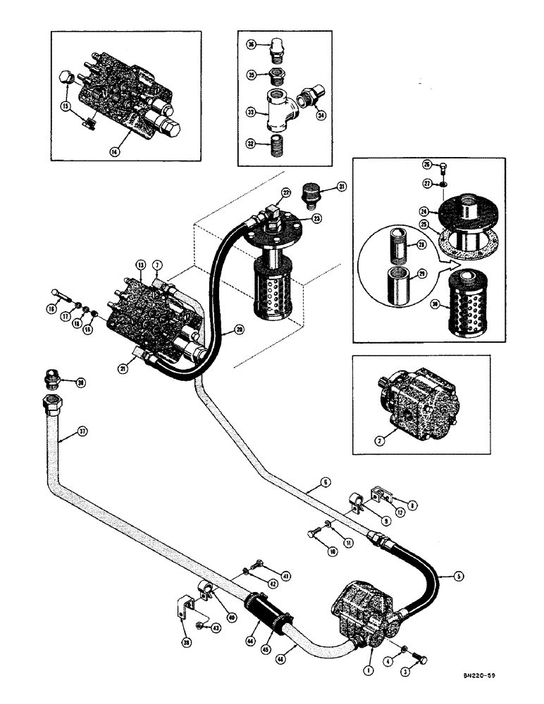 Схема запчастей Case 420B - (072) - BASIC TRACTOR HYDRAULICS (07) - HYDRAULIC SYSTEM