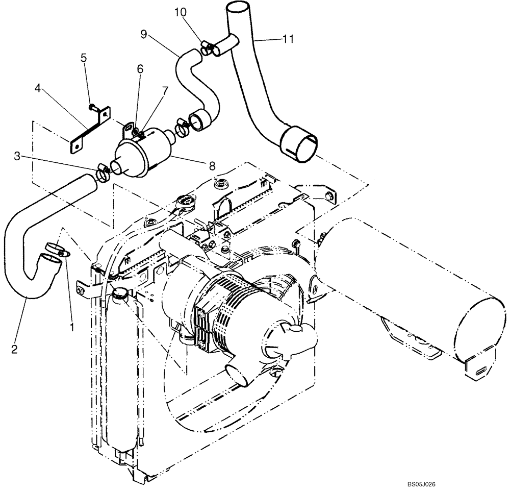 Схема запчастей Case 430 - (02-03A) - EXHAUST SYSTEM, ASPIRATOR (02) - ENGINE