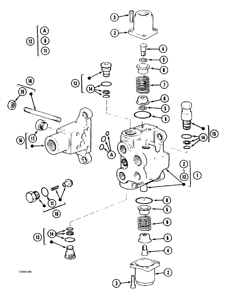 Схема запчастей Case 688BCK - (8C-28) - CONTROL VALVE - SWING, 688B CK (120301-) (07) - HYDRAULIC SYSTEM