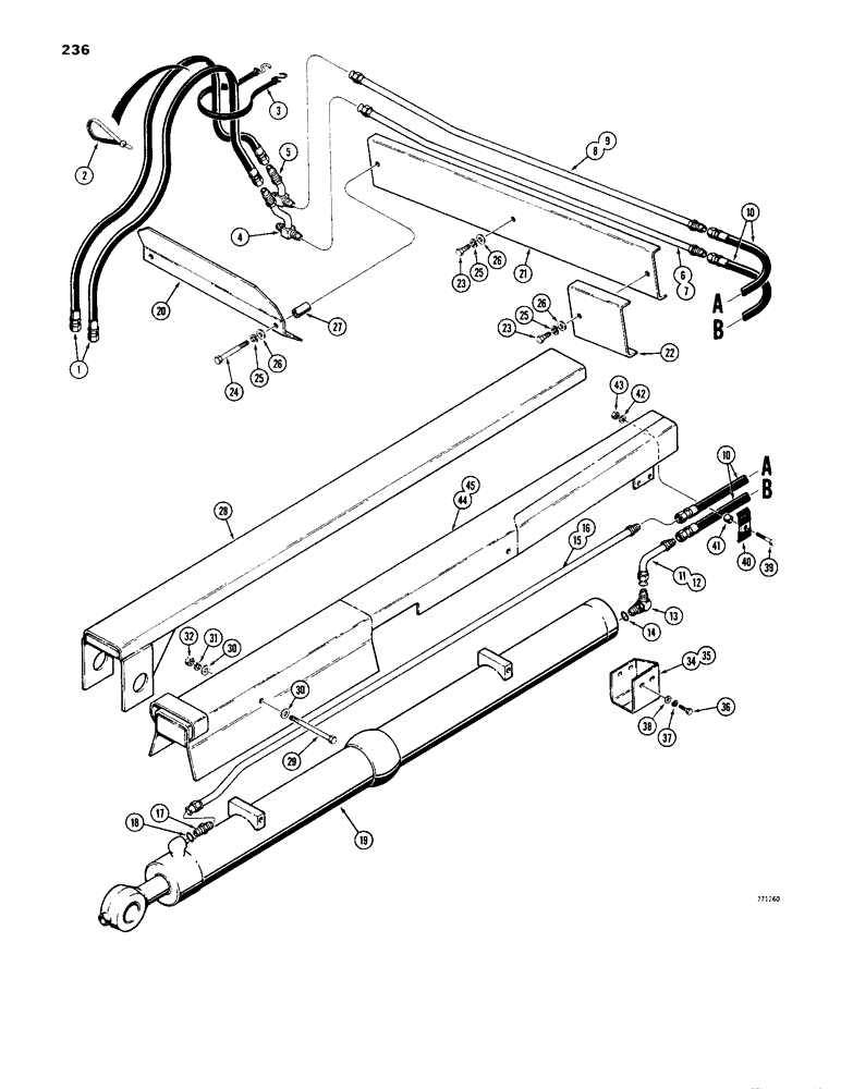 Схема запчастей Case 1450 - (236) - DOZER ANGLE HYDRAULIC CIRCUIT (ATP DOZER), GRILLE TO CYLINDER (08) - HYDRAULICS