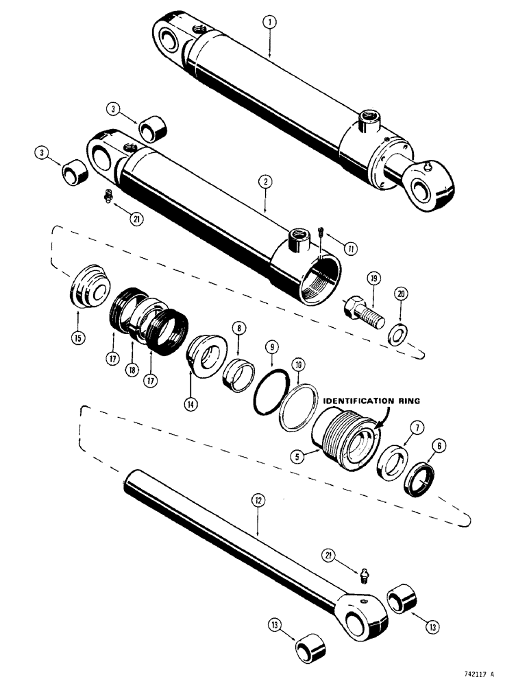 Схема запчастей Case 350 - (286) - G33528&G33529 ANGLE CYLS.-ANGLE DOZER, HAS SPLIT INNER WIPER&SOLID OUTER WIPER (07) - HYDRAULIC SYSTEM