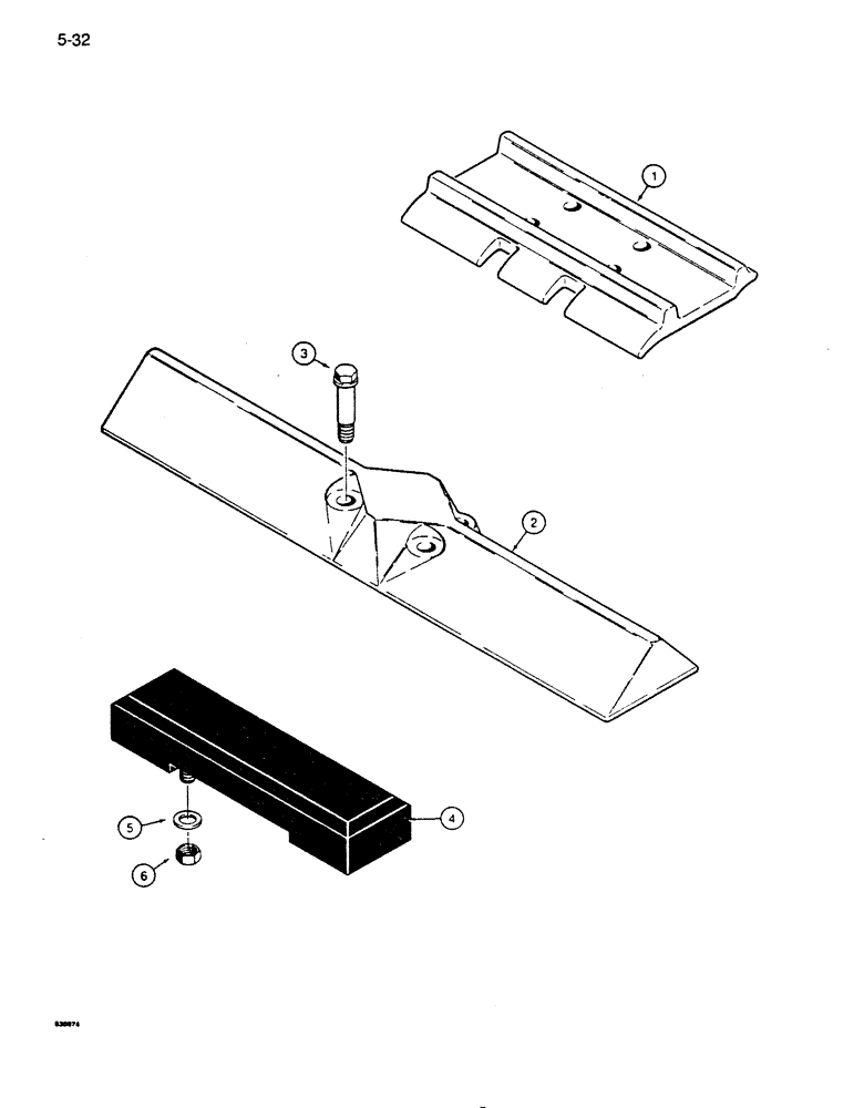 Схема запчастей Case 855D - (5-32) - TRACK SHOES, DOUBLE/SINGLE & RUBBER PADS (11) - TRACKS/STEERING