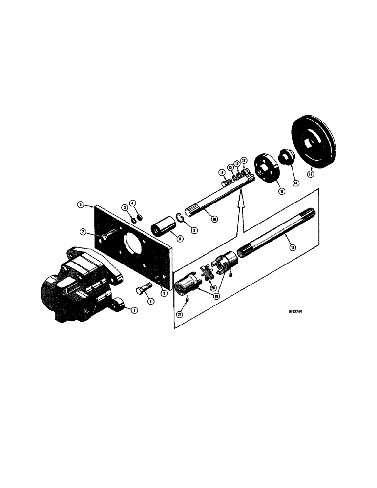 Схема запчастей Case 440 - (32) - REAR HYDRAULIC PUMP DRIVE 