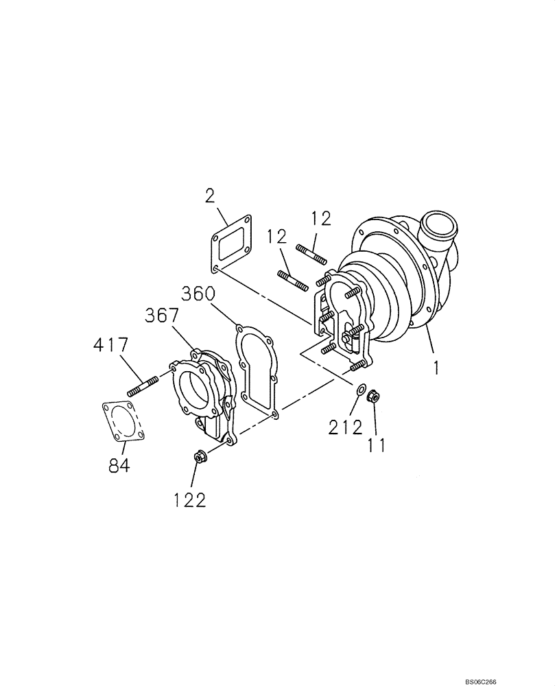 Схема запчастей Case CX350B - (02-27) - TURBOCHARGER (02) - ENGINE