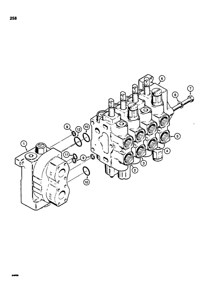 Схема запчастей Case 855C - (258) - R46552 FOUR SPOOL CONTROL VALVE, ANGLE TILT DOZER WITH RIPPER (07) - HYDRAULIC SYSTEM