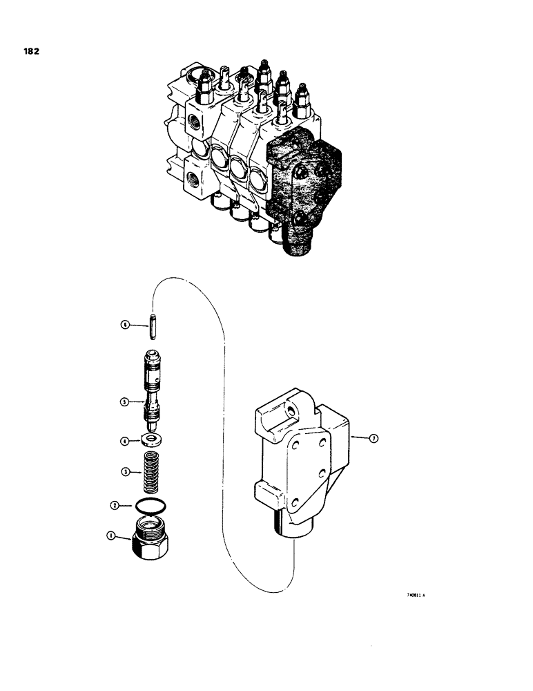 Схема запчастей Case 35 - (182) - COMMERCIAL BACKHOE CNTRL VALVE, D54601 BACKHOE OUTLET SECTION 