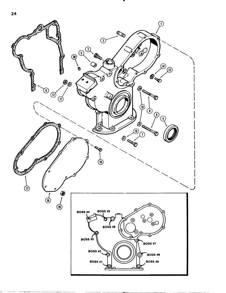 Схема запчастей Case 580C - (024) - TIMING GEAR COVER, 207 DIESEL ENGINE (02) - ENGINE