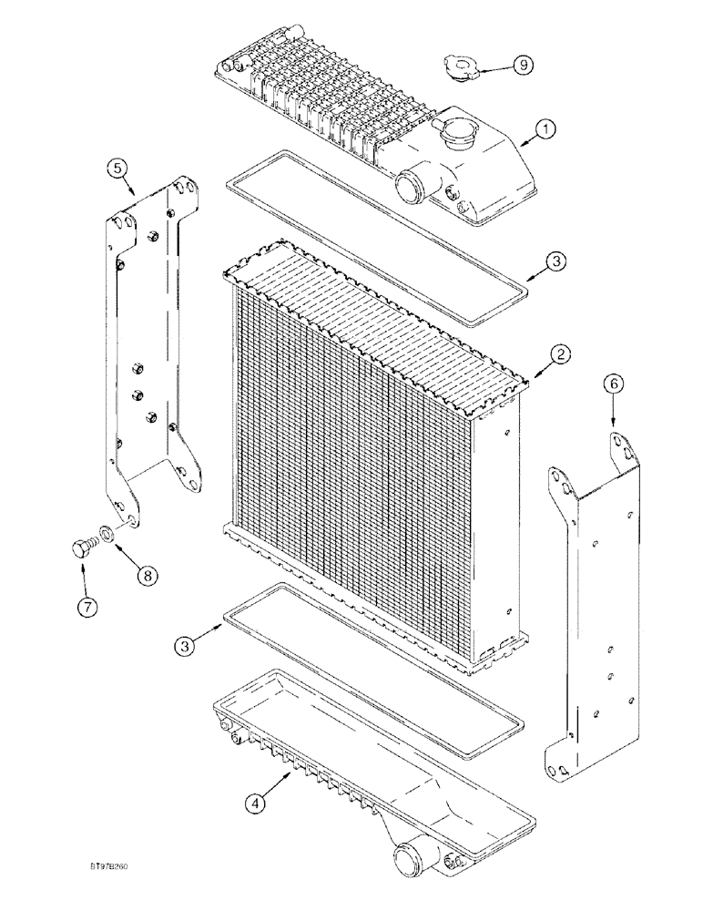 Схема запчастей Case 580SL - (2-04) - RADIATOR ASSEMBLIES (02) - ENGINE