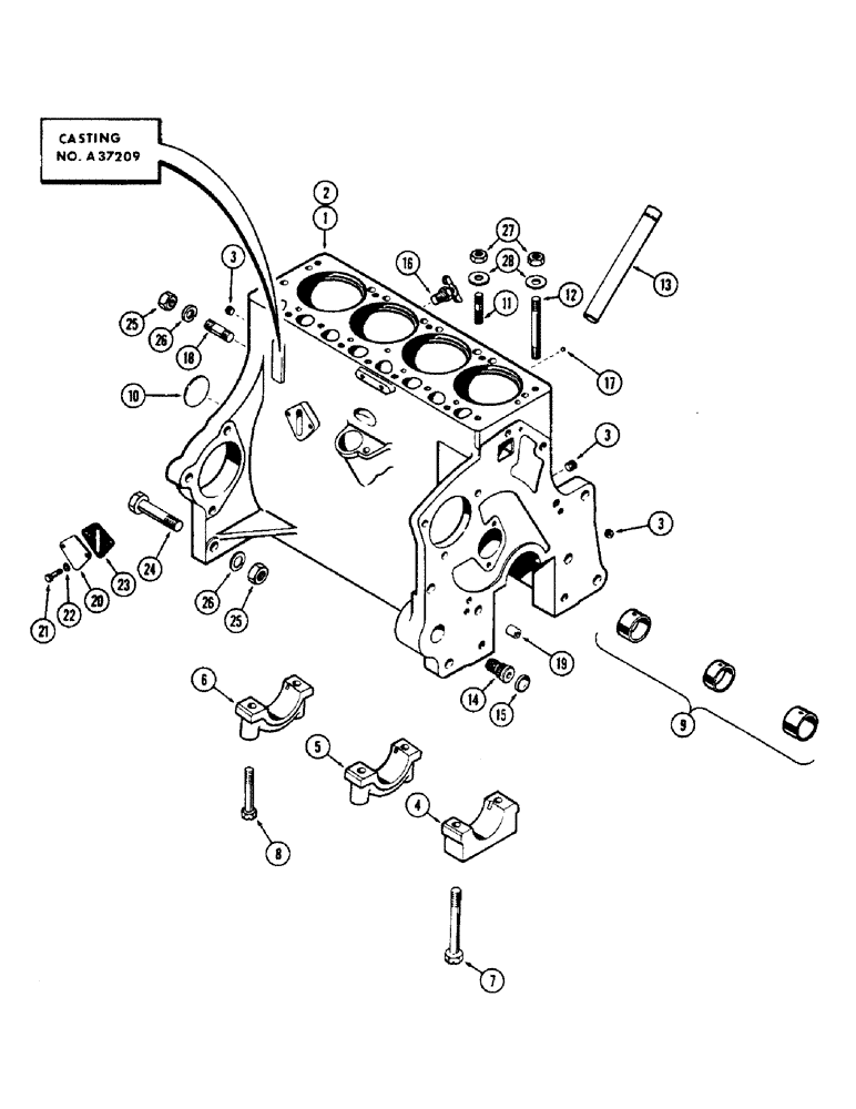 Схема запчастей Case 580 - (036) - CYLINDER BLOCK ASSEMBLY, (159) SPARK IGNITION ENGINE (10) - ENGINE