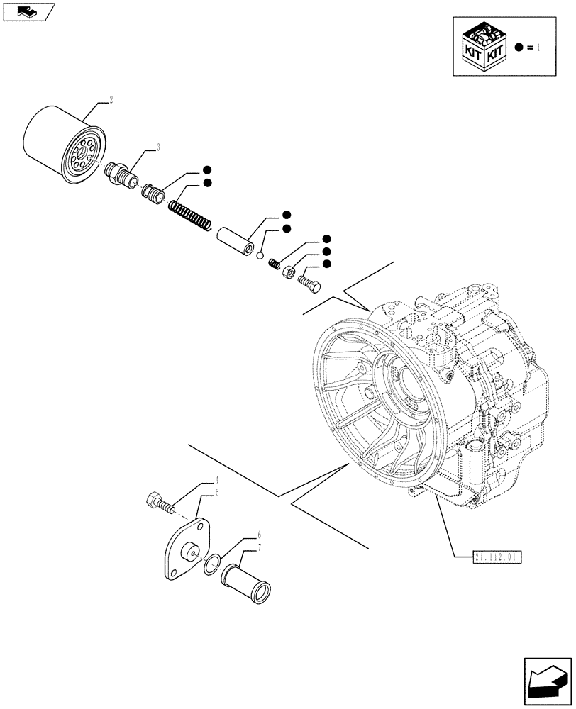 Схема запчастей Case 580SN WT - (21.104.03) - VAR - 423058, 423059 - TRANSMISSION, STANDARD , OIL FILTER (21) - TRANSMISSION