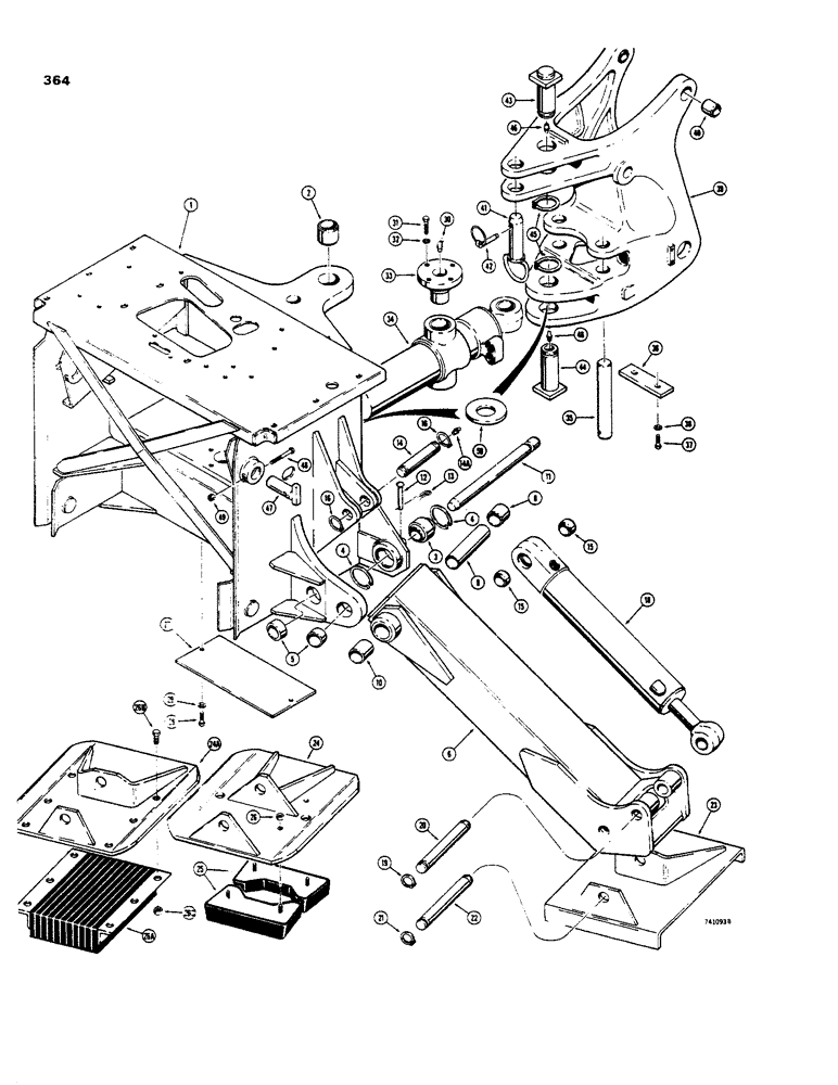 Схема запчастей Case 35 - (364) - MOUNTING FRAME AND STABILIZERS, CASE-CESSNA VALVES 