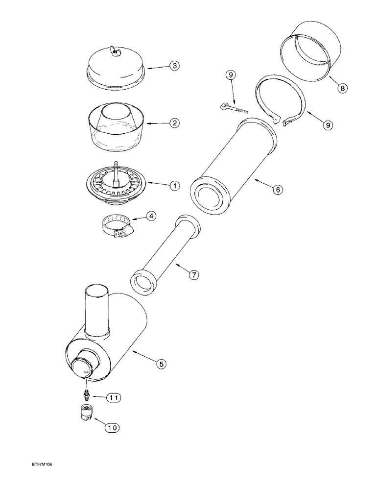 Схема запчастей Case 580L - (2-12) - AIR CLEANER AND PRECLEANER ASSEMBLIES, MODELS WITH TURBOCHARGED ENGINE (02) - ENGINE