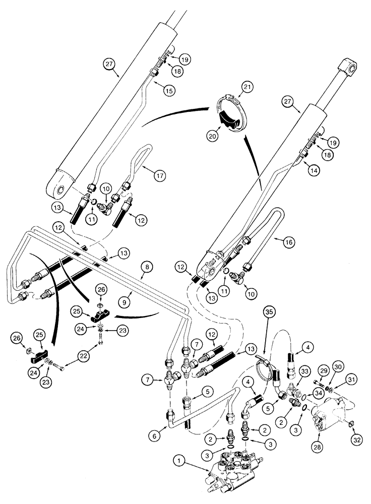 Схема запчастей Case 1835C - (8-06) - LOADER LIFT HYDRAULIC CIRCUIT WITH SELF-LEVELING P.I.N. JAF003767 THROUGH P.I.N. JAF0130837 (08) - HYDRAULICS