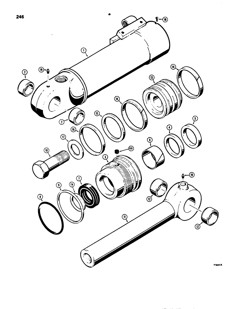 Схема запчастей Case 850B - (246) - G101216 DOZER TILT CYLINDER, ANGLE TILT DOZER MODELS (07) - HYDRAULIC SYSTEM