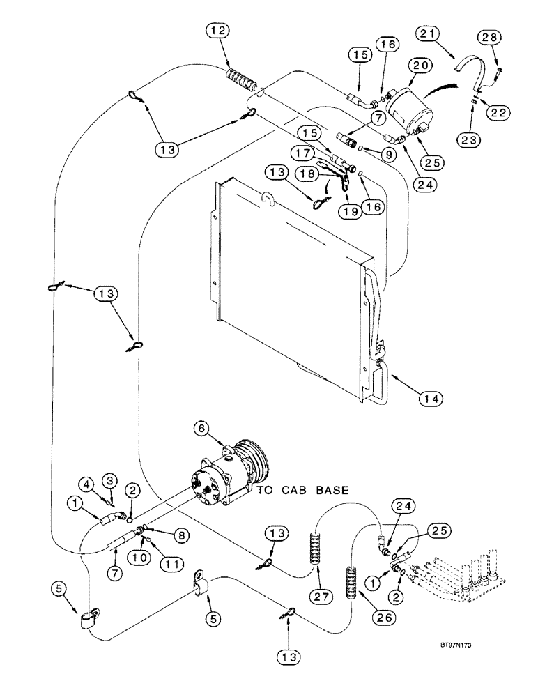 Схема запчастей Case 590SL - (9-89) - AIR CONDITIONING, CONDENSER AND RECEIVER-DRIER (09) - CHASSIS/ATTACHMENTS