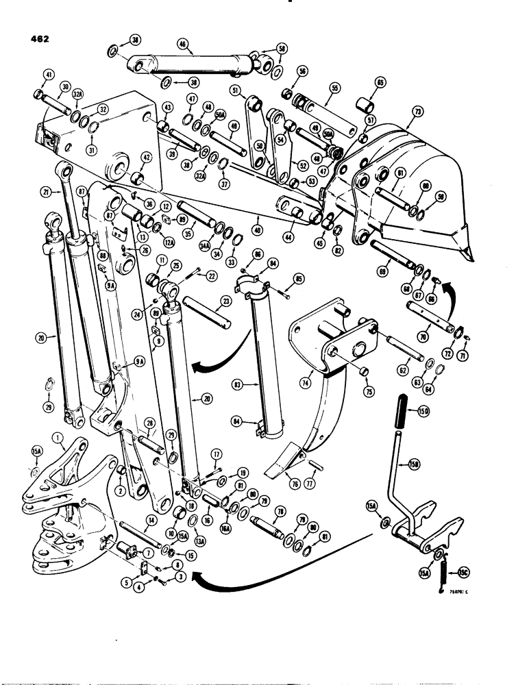 Схема запчастей Case 580C - (462) - TOWER, BOOM, DIPPER ARM AND BUCKET (09) - CHASSIS/ATTACHMENTS