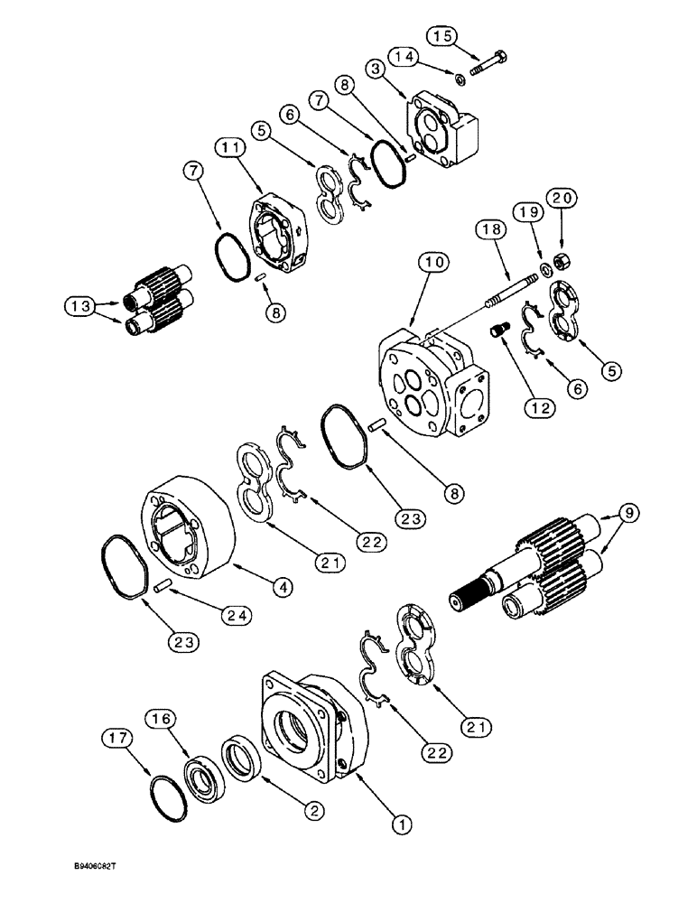 Схема запчастей Case 590SL - (8-082) - EQUIPMENT HYDRAULIC PUMP (08) - HYDRAULICS