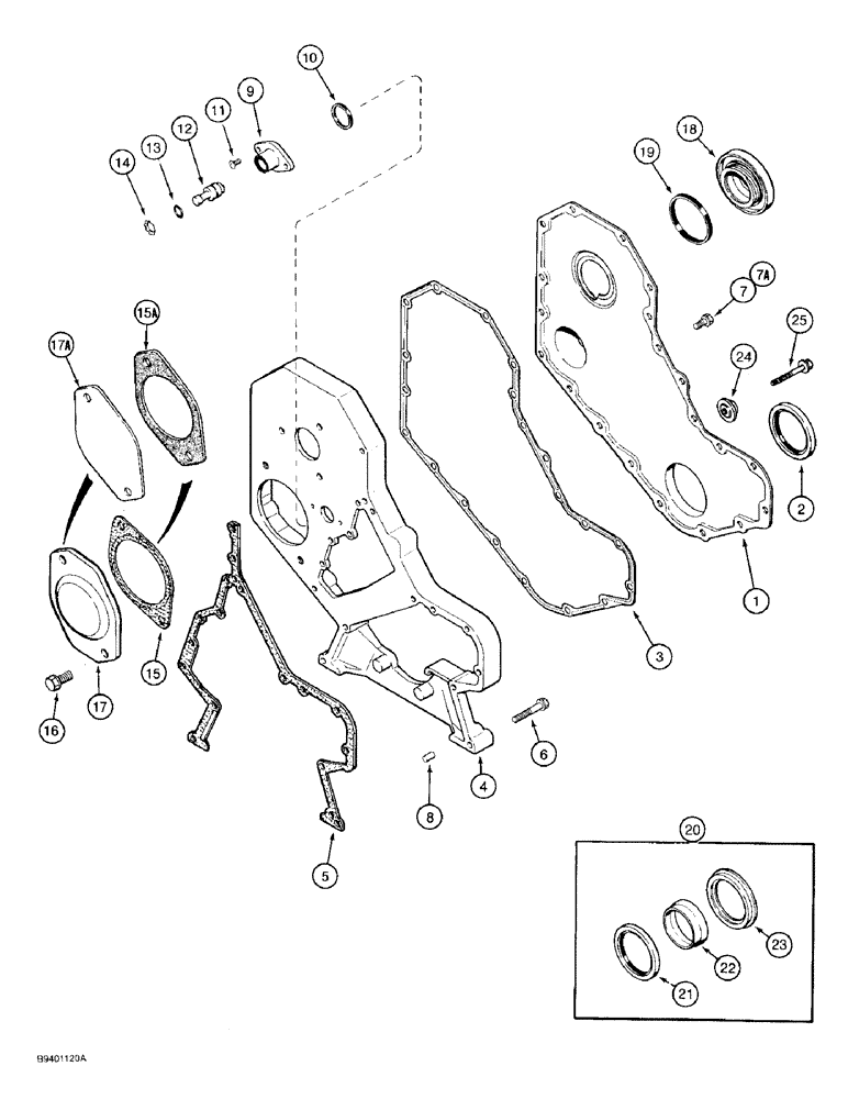 Схема запчастей Case 480F - (2-18) - FRONT GEAR COVER, 4-390 ENGINE (02) - ENGINE