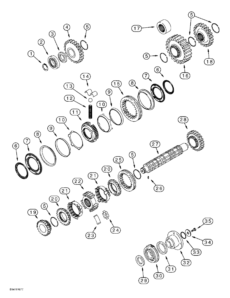 Схема запчастей Case 590SL - (6-38) - TRANSMISSION ASSEMBLY, SECONDARY SHAFT, TWO-WHEEL OR FOUR-WHEEL DRIVE (06) - POWER TRAIN