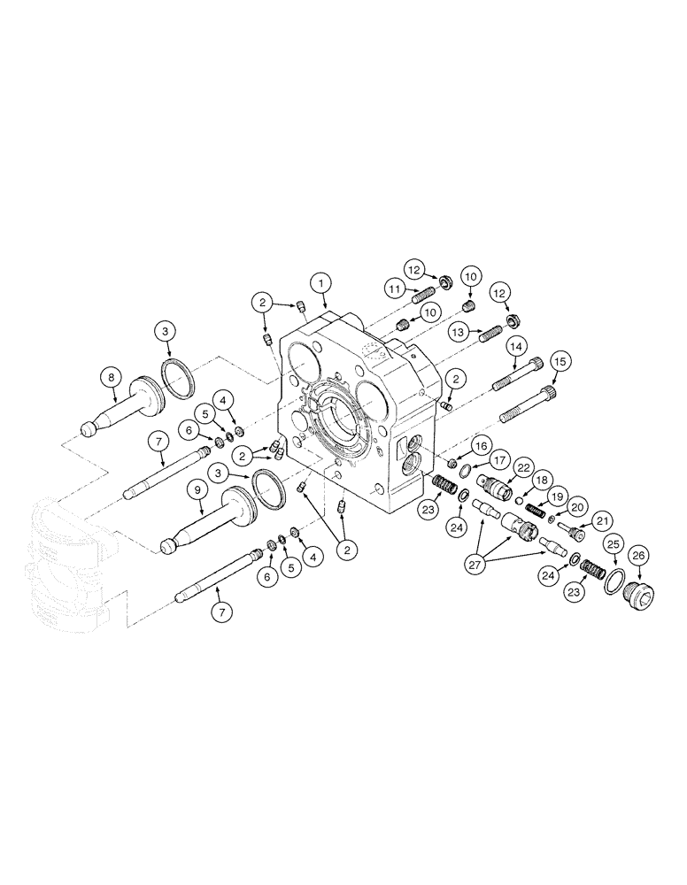 Схема запчастей Case 865 AWD - (08-034[01]) - FRONT WHEEL DRIVE HYDRAULIC MOTOR - ASSEMBLY (08) - HYDRAULICS