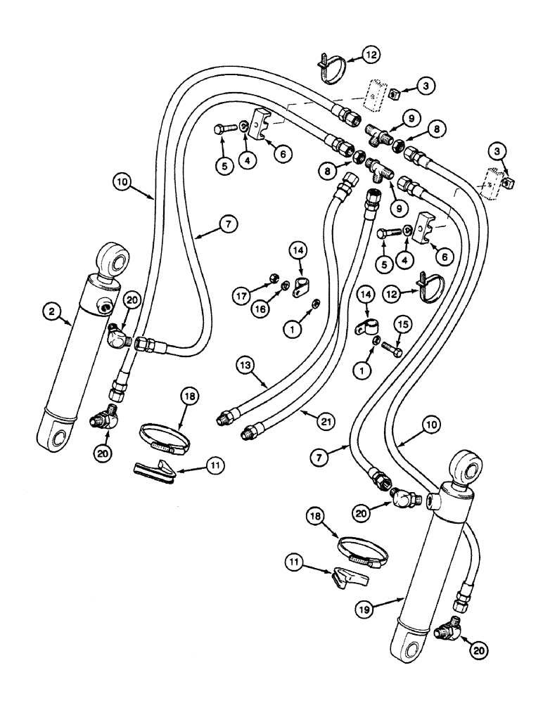 Схема запчастей Case 580SK - (8-066) - LOADER 4-IN-1 CLAM CYLINDER AT LOADER BUCKET (08) - HYDRAULICS