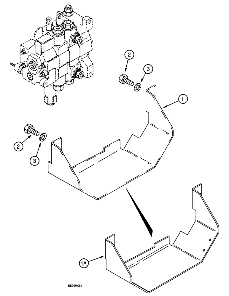 Схема запчастей Case 580L - (9-031) - LOADER VALVE GUARD (09) - CHASSIS/ATTACHMENTS