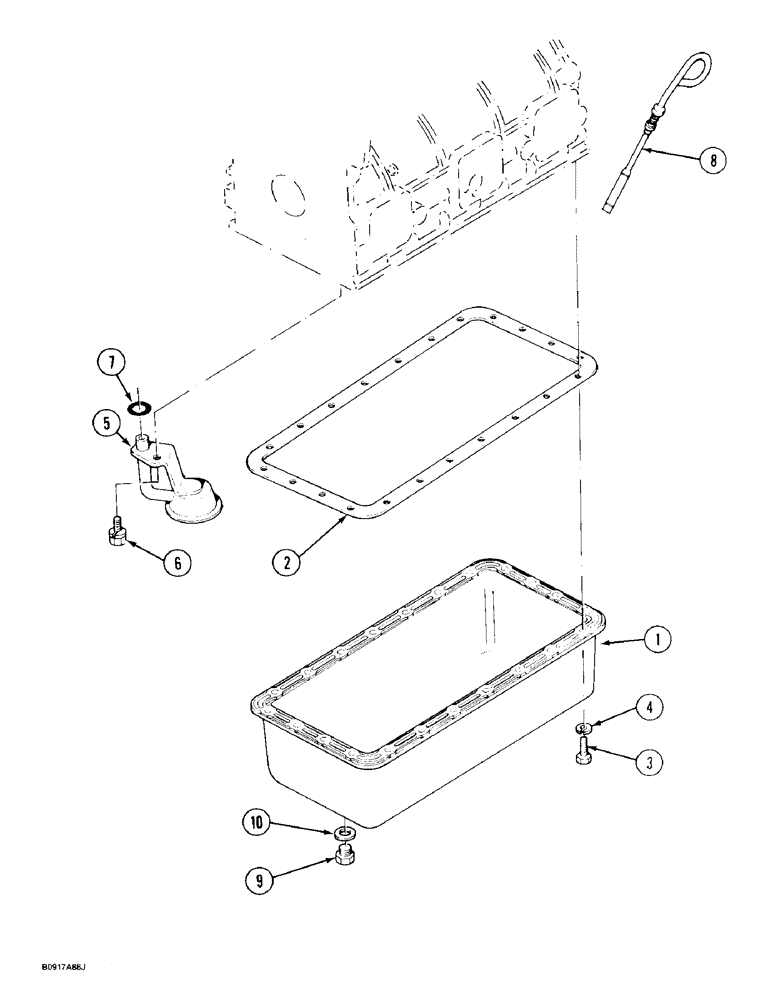 Схема запчастей Case 1825 - (2-14) - OIL PAN, DIESEL MODELS (02) - ENGINE