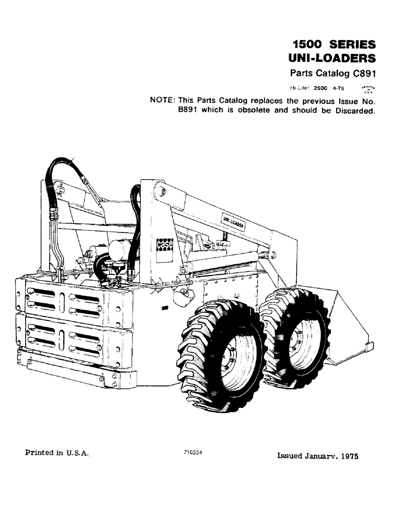 Схема запчастей Case 1500-SERIES - (001) - 1500 SERIES UNI-LOADERS (00) - GENERAL & PICTORIAL INDEX