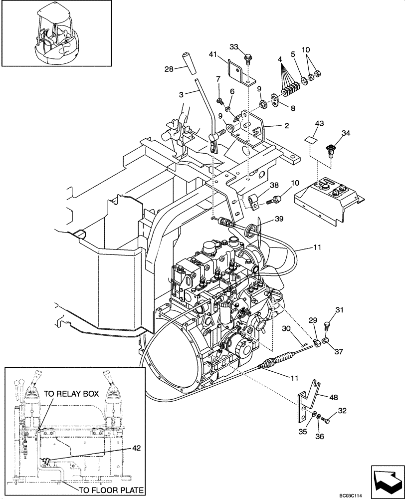 Схема запчастей Case CX31 - (02-04[00]) - ENGINE, CONTROL ASSY WITHOUT DECELERATION (02) - ENGINE