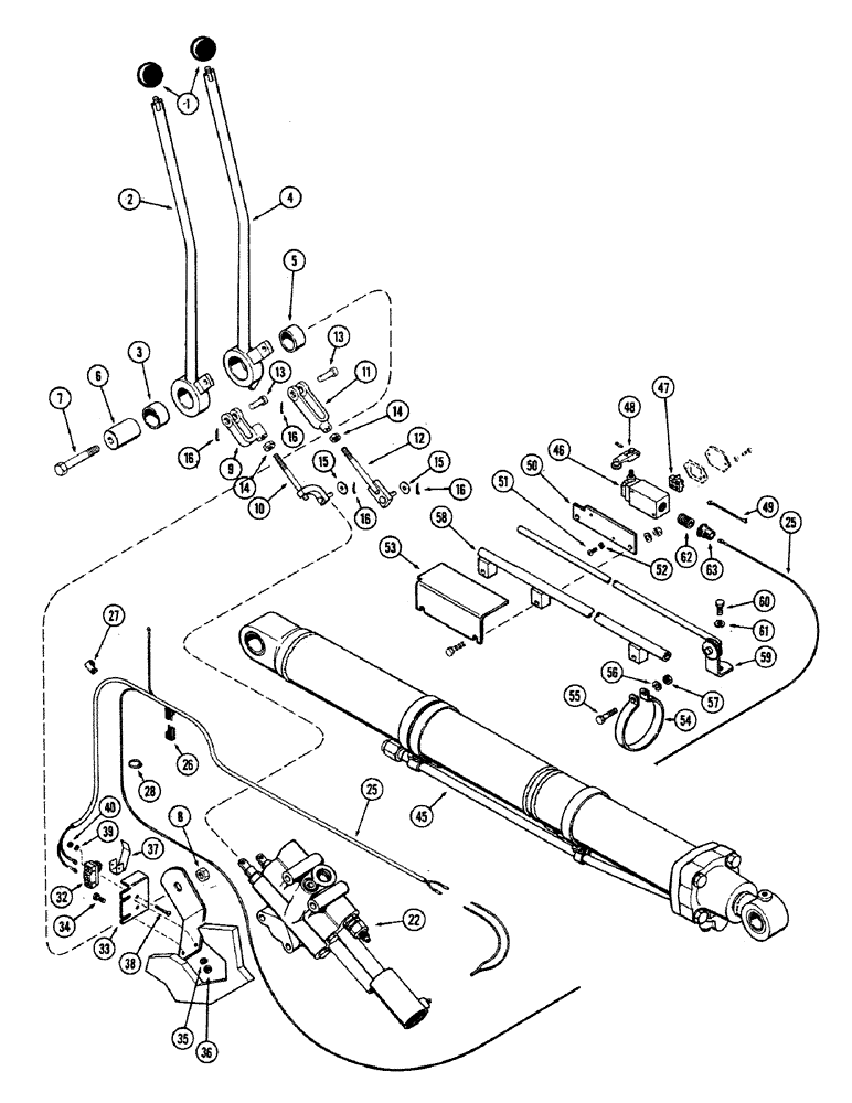 Схема запчастей Case 680CK - (126) - TWO SPOOL VALVE CONTROLS, RETURN TO DIG FEATURE CONTROLS 