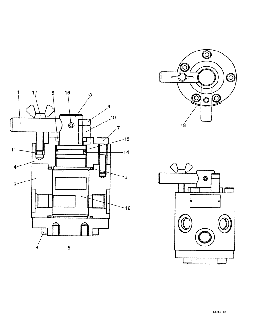 Схема запчастей Case CX14 - (08-48[00]) - VALVE ASSY, SELECTOR (2436U1458F3) (08) - HYDRAULICS