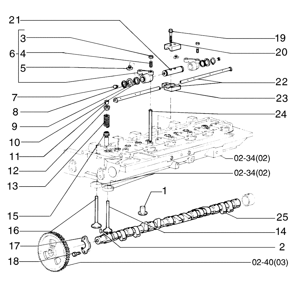 Схема запчастей Case 885 - (02-40[02]) - CAMSHAFT (02) - ENGINE