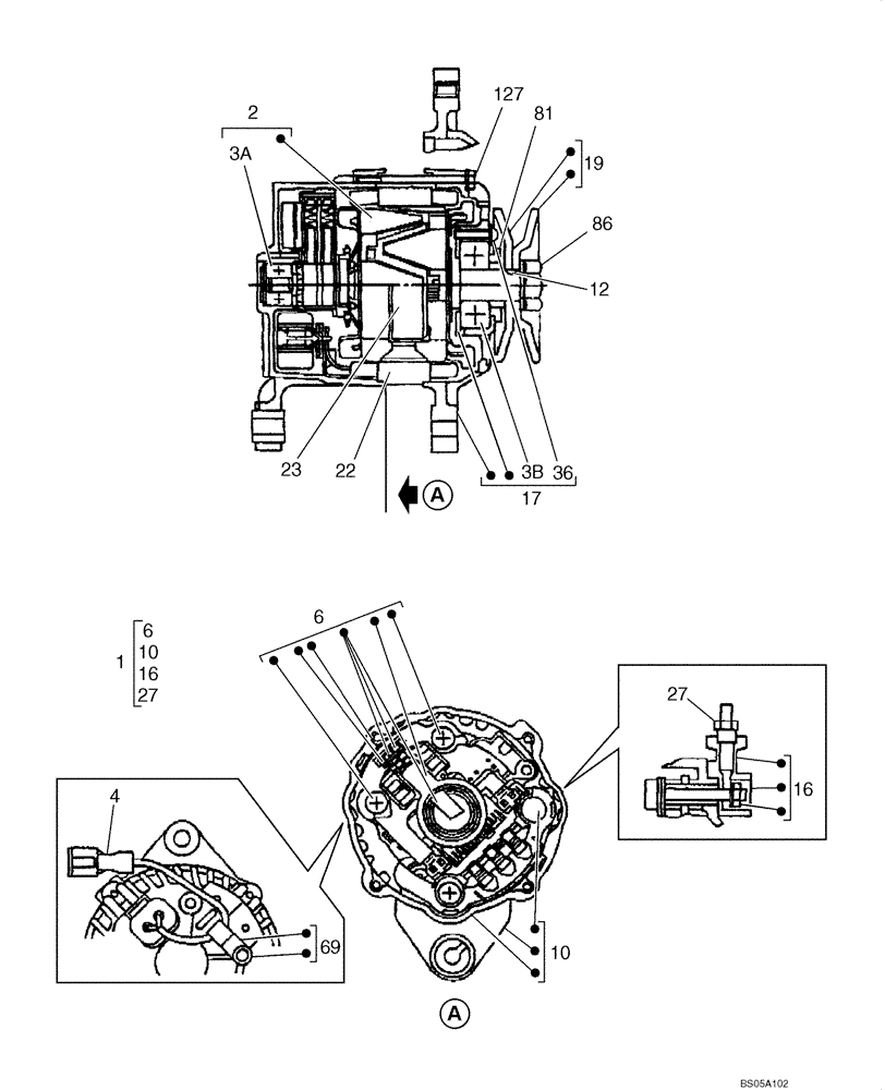 Схема запчастей Case CX225SR - (04-15) - ALTERNATOR ASSY (04) - ELECTRICAL SYSTEMS