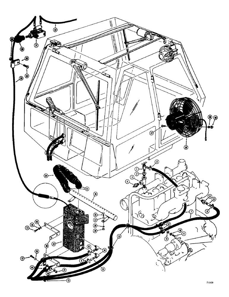 Схема запчастей Case 780 - (584) - CAB HEATER AND DEFROSTER, BEFORE TRACTOR SN. 5500550 (09) - CHASSIS/ATTACHMENTS