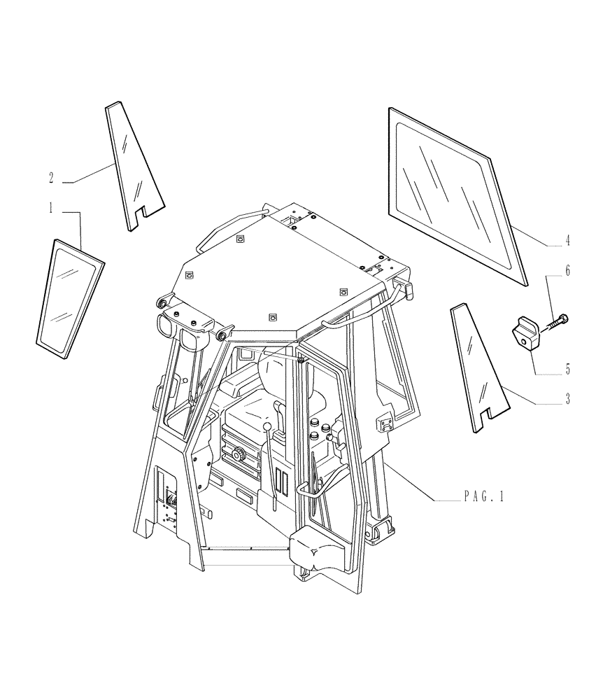 Схема запчастей Case 1850K LT - (9.653[14]) - ROPS CAB - GLASS PLATES - OPTIONAL CODE 76078133 (19) - OPTIONS