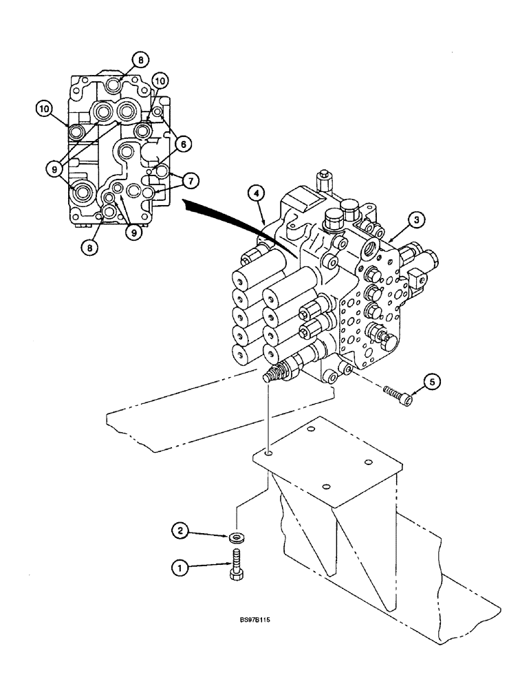 Схема запчастей Case 9045B - (8-094) - CONTROL VALVE MOUNTING (08) - HYDRAULICS