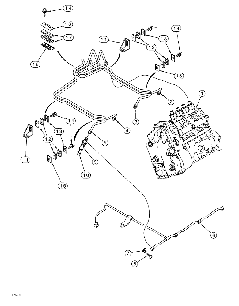 Схема запчастей Case 650G - (3-09A) - FUEL INJECTION SYSTEM 4T-390 EMISSIONS CERTIFIED ENGINE CRAWLER P.I.N. JJG0216449 AND AFTER (03) - FUEL SYSTEM