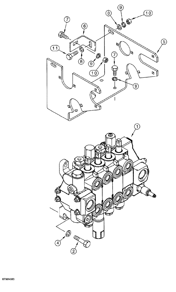 Схема запчастей Case 1150G - (8-035A) - EQUIPMENT CONTROL VALVE MOUNTING, JJG0218023 AND JJG0218479 AND AFTER (07) - HYDRAULIC SYSTEM