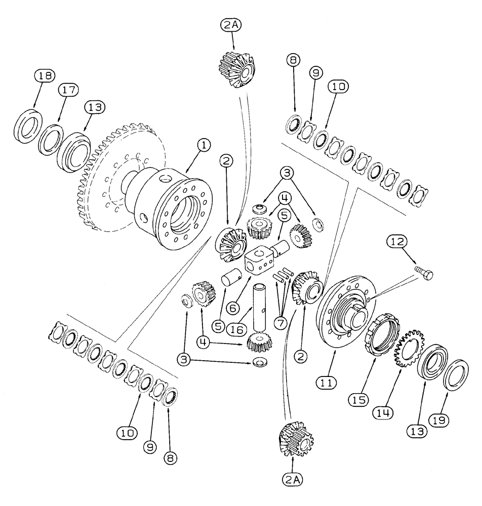 Схема запчастей Case 460 - (6-44) - FRONT AXLE ASSEMBLIES, 115816A1, 139021A1 AND 195520A1, DIFFERENTIAL (06) - POWER TRAIN