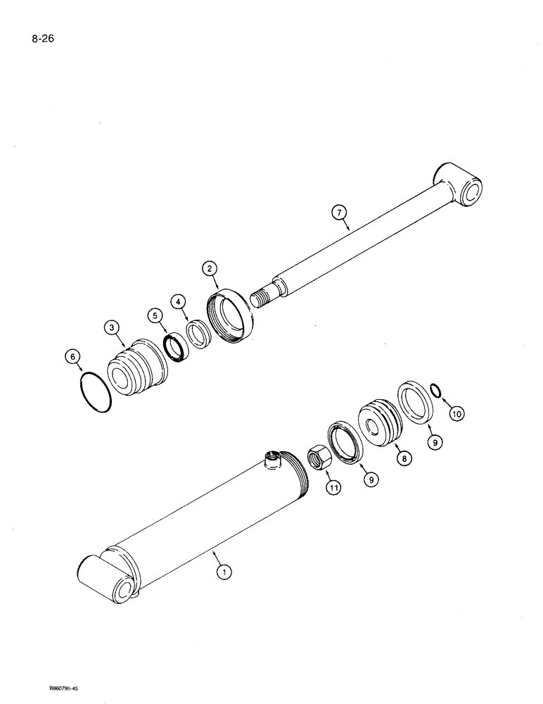 Схема запчастей Case 360 - (8-26) - BACKFILL BLADE LIFT CYLINDER - H672314 (08) - HYDRAULICS